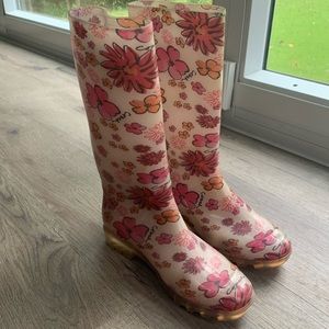 Coach floral rain boots